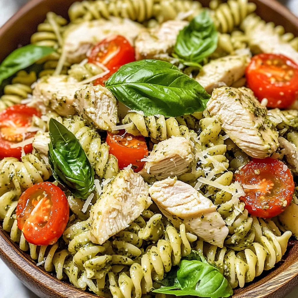 Creamy Chicken Pesto Pasta Salad