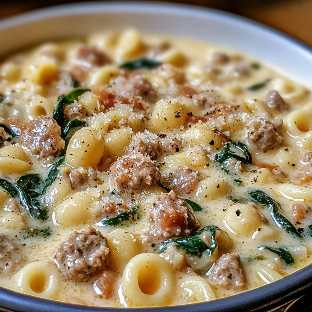 Creamy Parmesan Italian Sausage Ditalini Soup