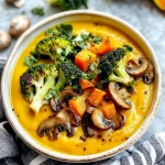 Creamy Vegan Butternut Squash Soup with Roasted Vegetables