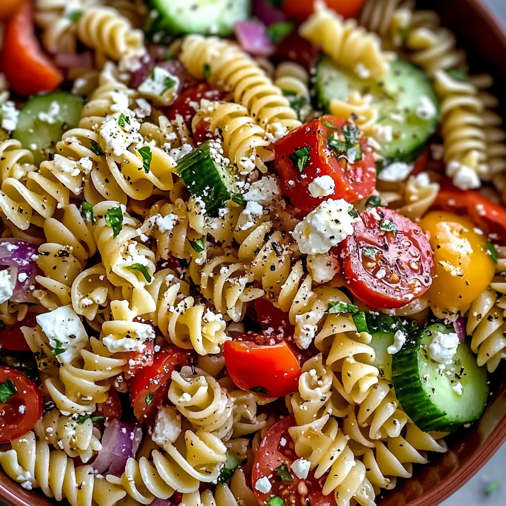 Delicious Fall Pasta Salad with Greek Ingredients for Easy Entertaining