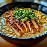 Delicious Fiery Chicken Ramen with Creamy Garlic Sauce Recipe