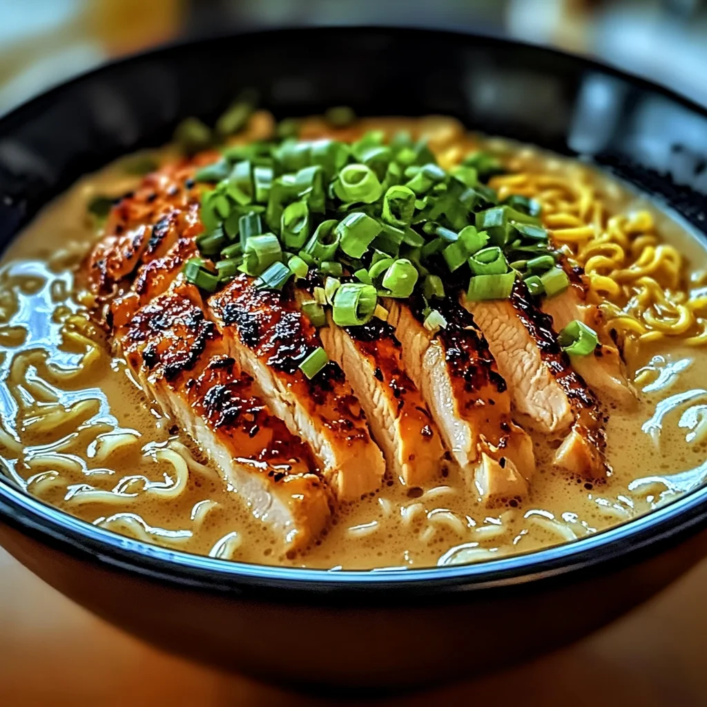 Delicious Fiery Chicken Ramen with Creamy Garlic Sauce Recipe