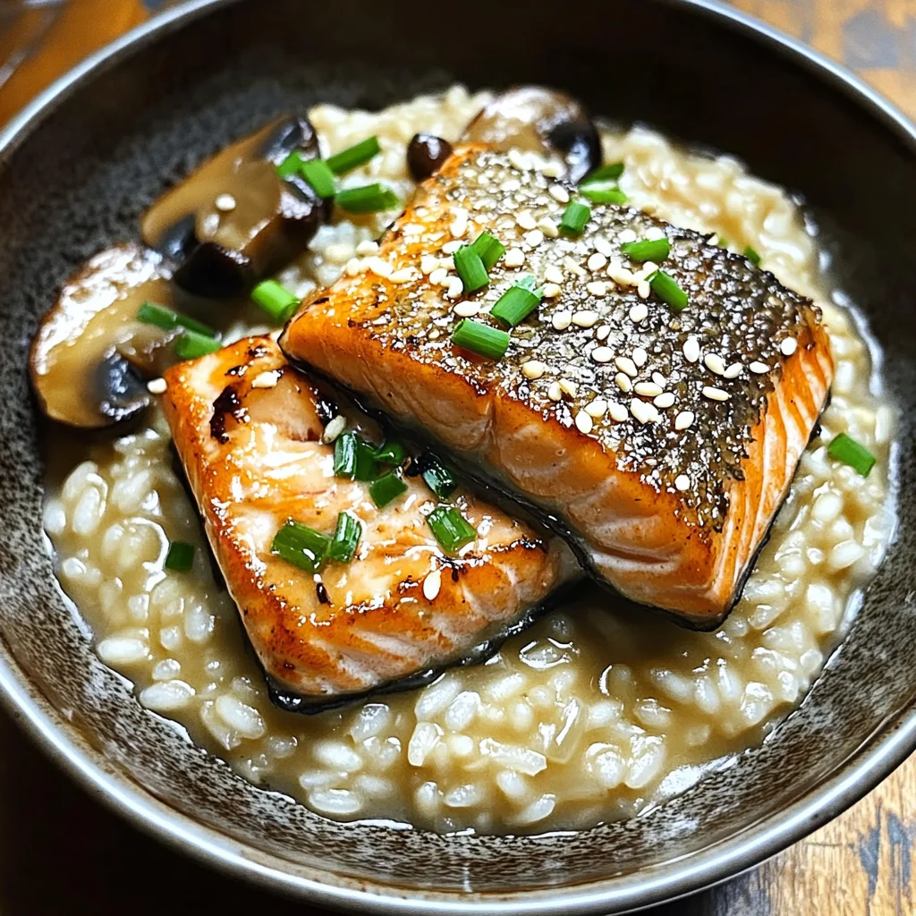 Delicious Japanese Style Risotto with Seared Salmon Recipe