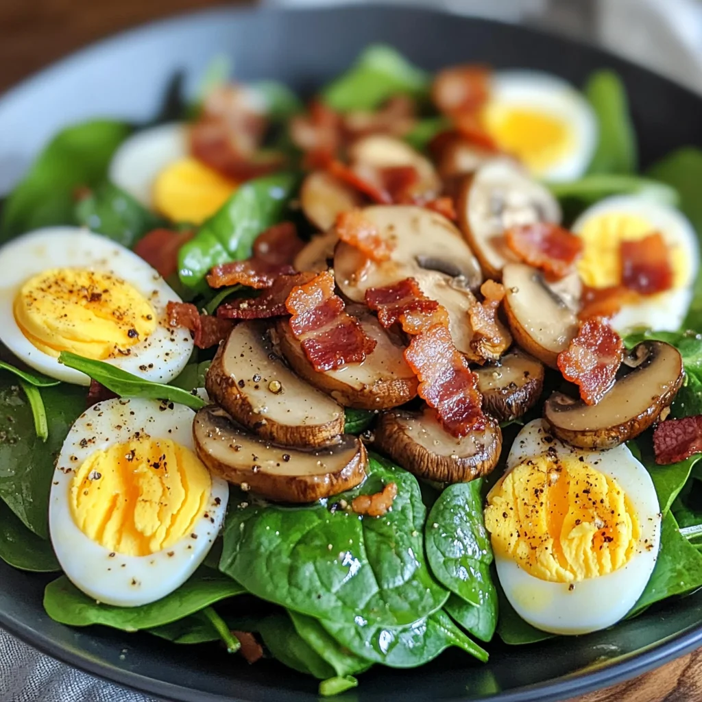 Delicious Spinach Salad with Warm Bacon Dressing Recipe