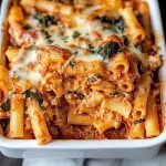 Easy Best Baked Ziti Recipe with Spinach and Smoked Mozzarella