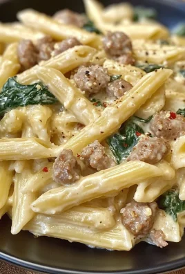 Easy Creamy Garlic Penne With Sausage & Spinach