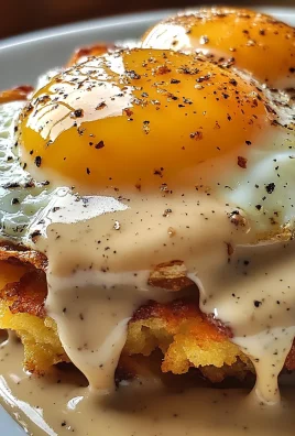 Egg Topped Hash Browns With Bacon Gravy