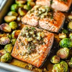 Garlic Roasted Salmon & Brussels Sprouts on a Sheet Pan Dinner