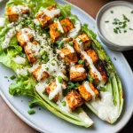 Grilled Romaine with Buffalo Tofu and Tahini Ranch