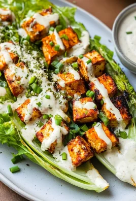 Grilled Romaine with Buffalo Tofu and Tahini Ranch