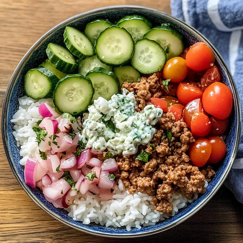 Healthy Greek Ground Turkey Rice Bowl