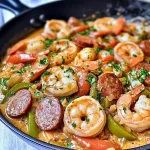 Keto Shrimp and Sausage Skillet With Creamy Spicy Sauce
