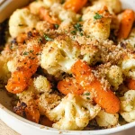 Roasted Cauliflower & Carrots with Parmesan & Panko Topping