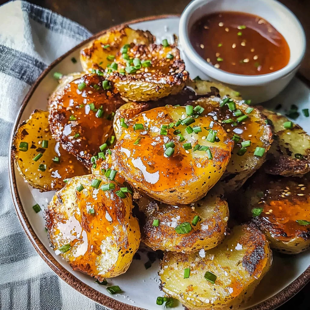 Salt and Vinegar Smashed Potatoes with Miso Ketchup