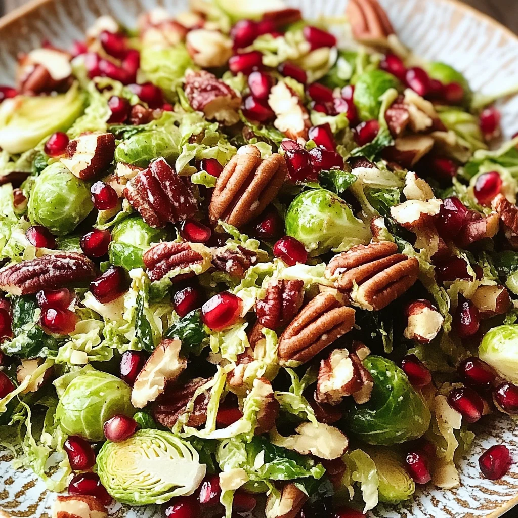 Shaved Brussels Sprout Salad with Pomegranate and Candied Pecans