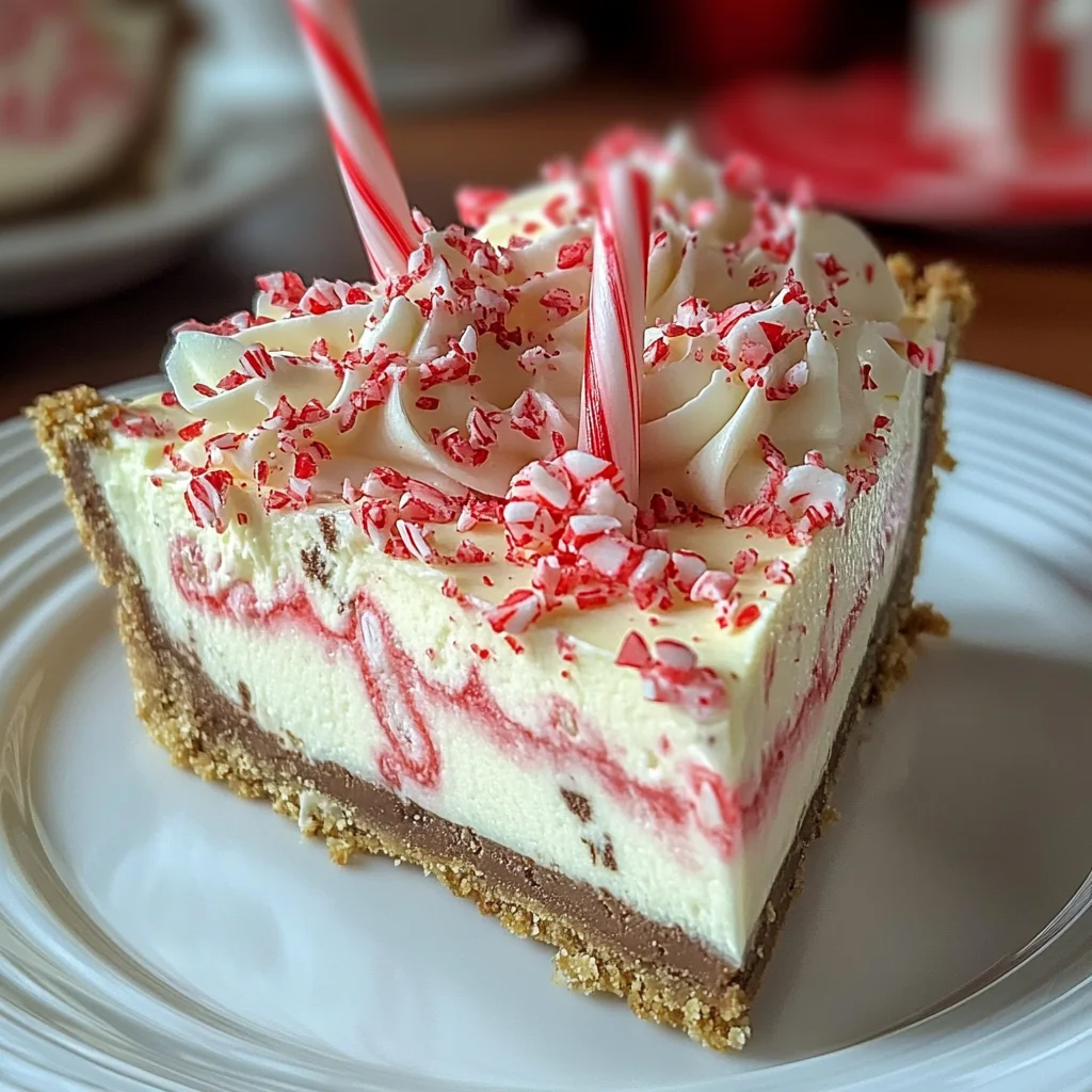 White Chocolate Peppermint Cheesecake Mousse Pie