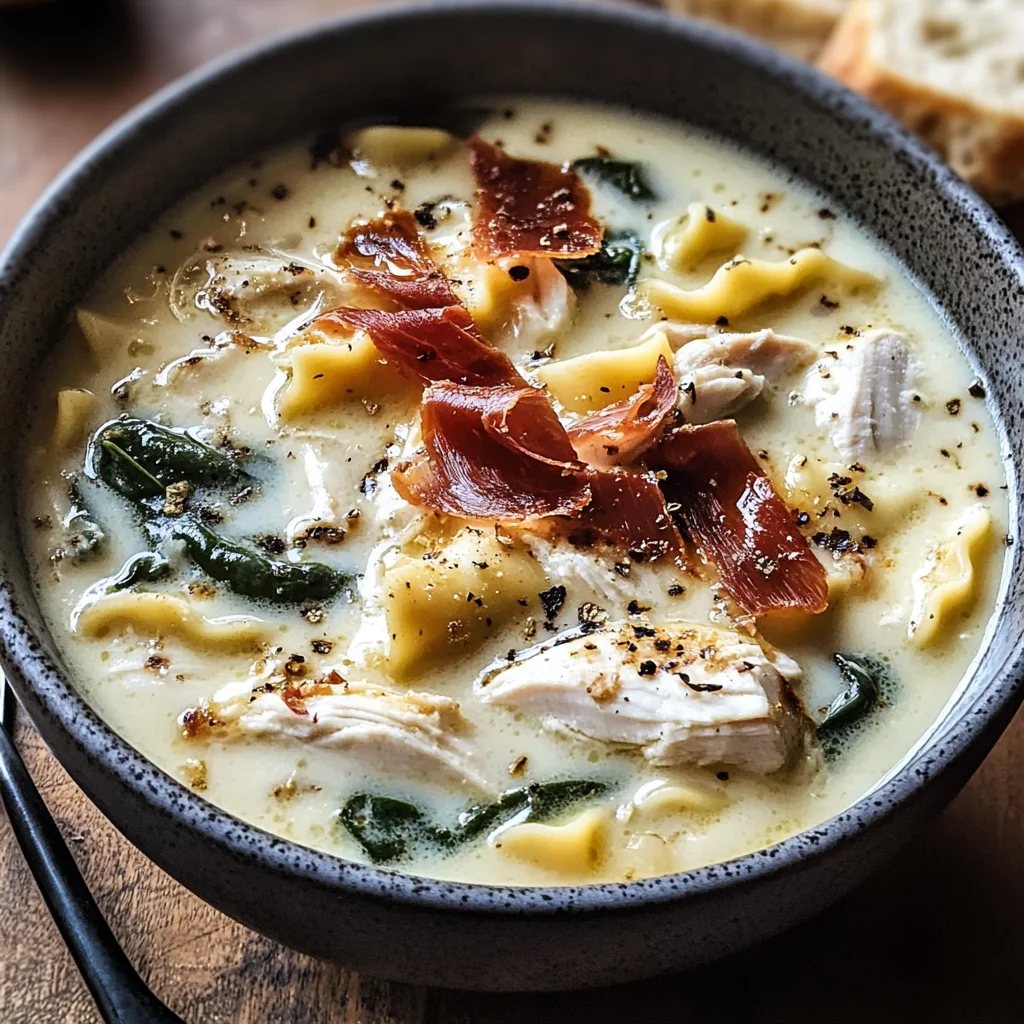 Deliciously Creamy White Chicken Lasagna Soup