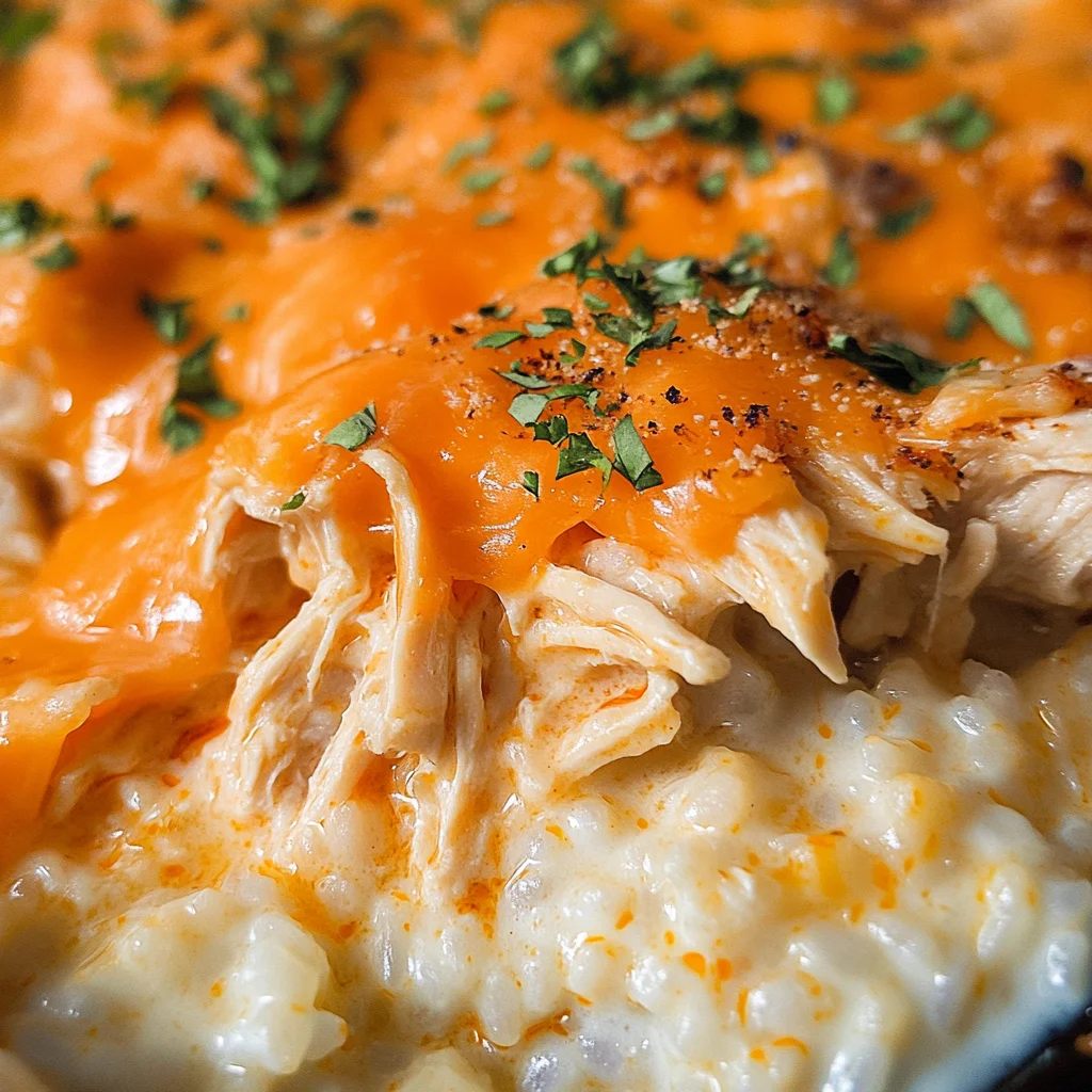 Easy Cheesy Buffalo Chicken Rice Casserole