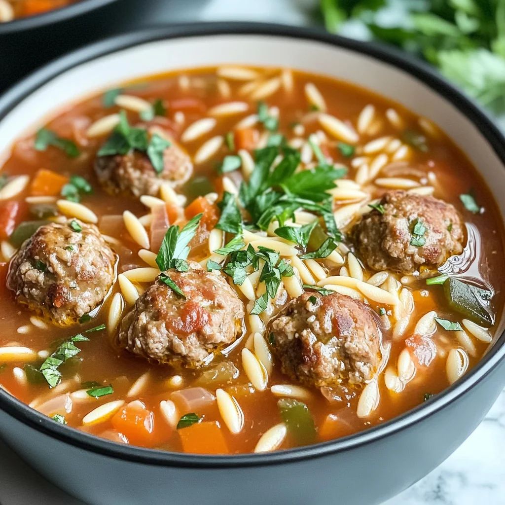 Easy One-Pot Italian Meatball & Orzo Soup