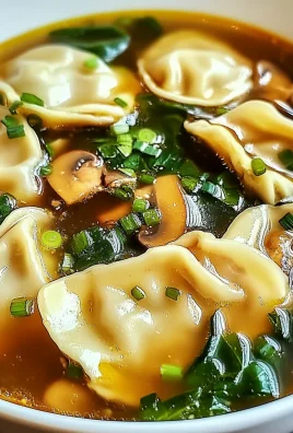 Hearty Potsticker Soup with Mushrooms & Bok Choy