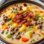 Homemade Cheeseburger Soup with Baby Potatoes