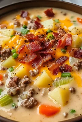 Homemade Cheeseburger Soup with Baby Potatoes