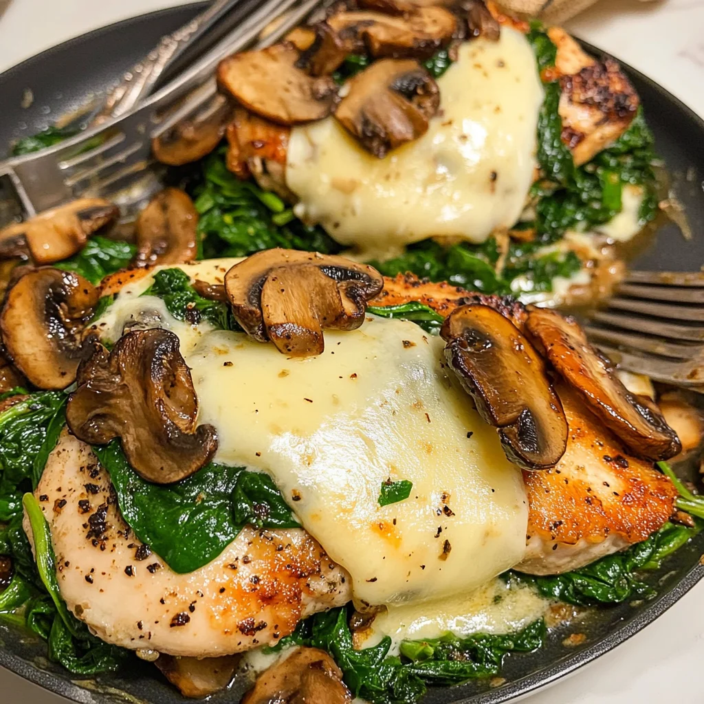 Keto Mushroom, Spinach and Cheese Chicken