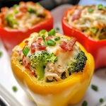Keto Ranch Chicken and Broccoli Stuffed Peppers