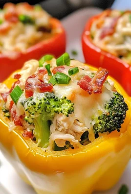 Keto Ranch Chicken and Broccoli Stuffed Peppers