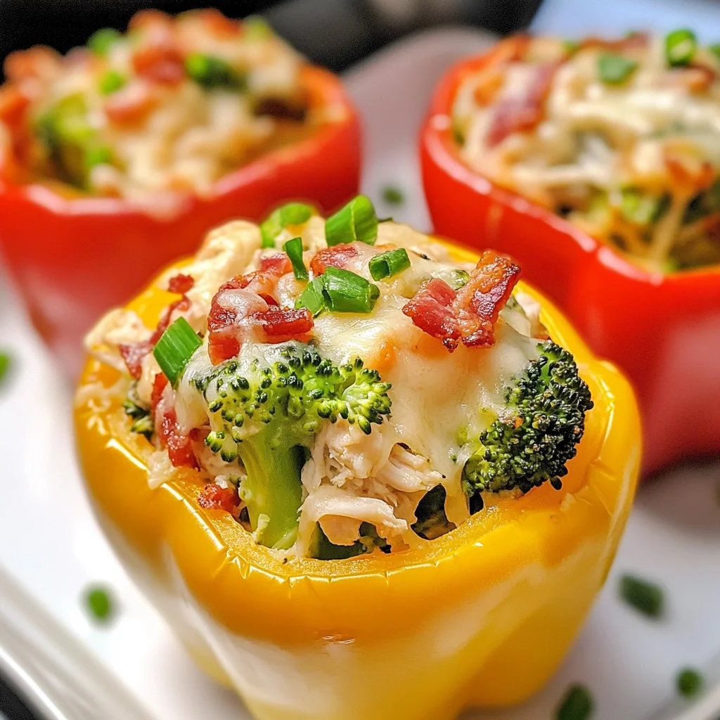Keto Ranch Chicken and Broccoli Stuffed Peppers
