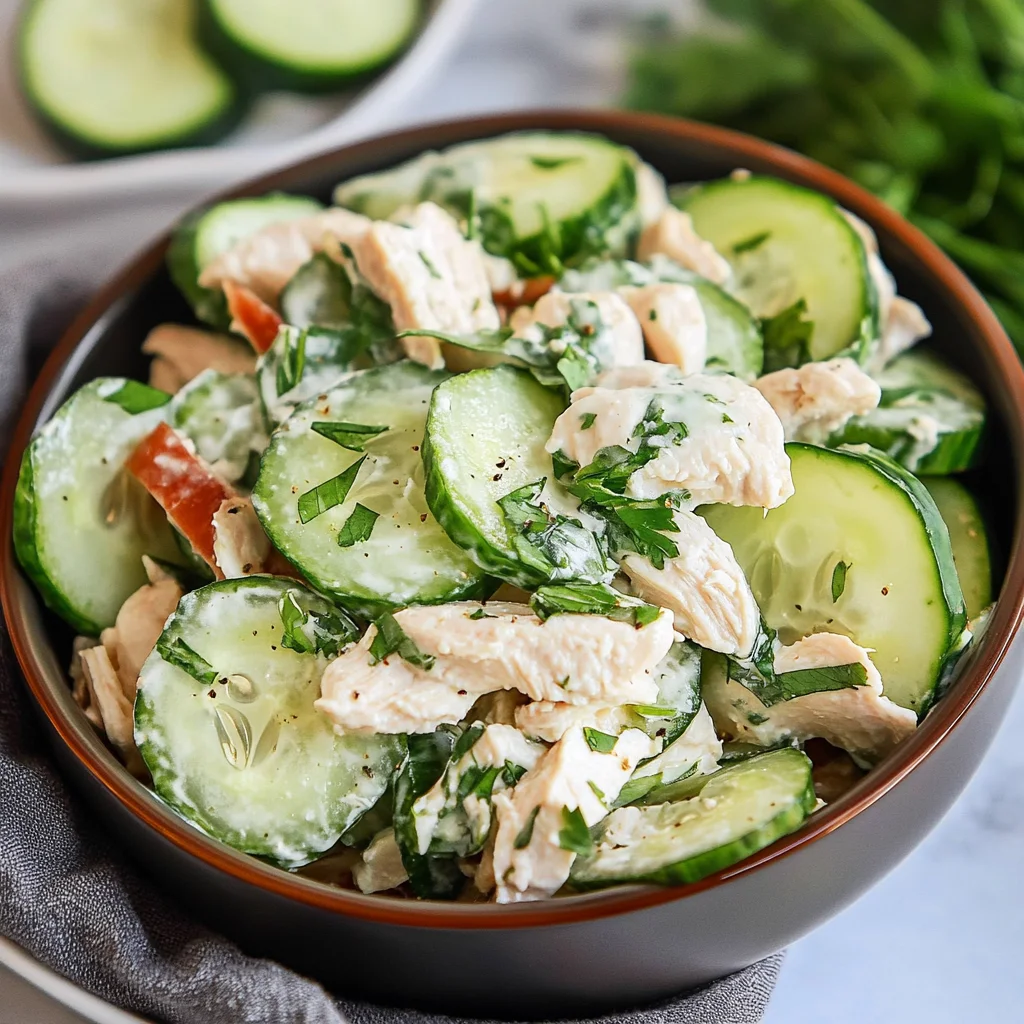 Keto Sliced Cucumber Chicken Salad