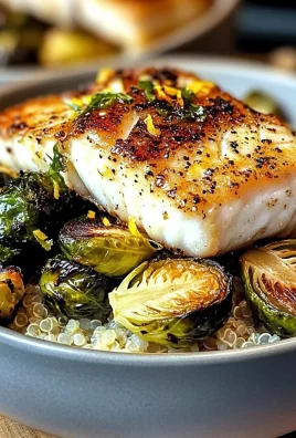 Lemon Garlic Butter Cod Bowls with Roasted Brussels Sprouts