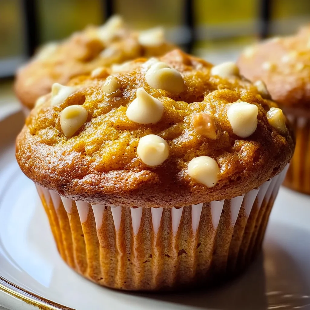 Moist Pumpkin White Chocolate Chip Muffins