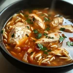 Savory Chicken and Orzo Soup with Garlic and Paprika Recipe