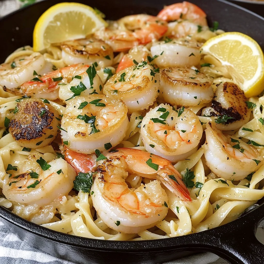 Seafood Pasta with Shrimp and Scallops (and Garlic!)