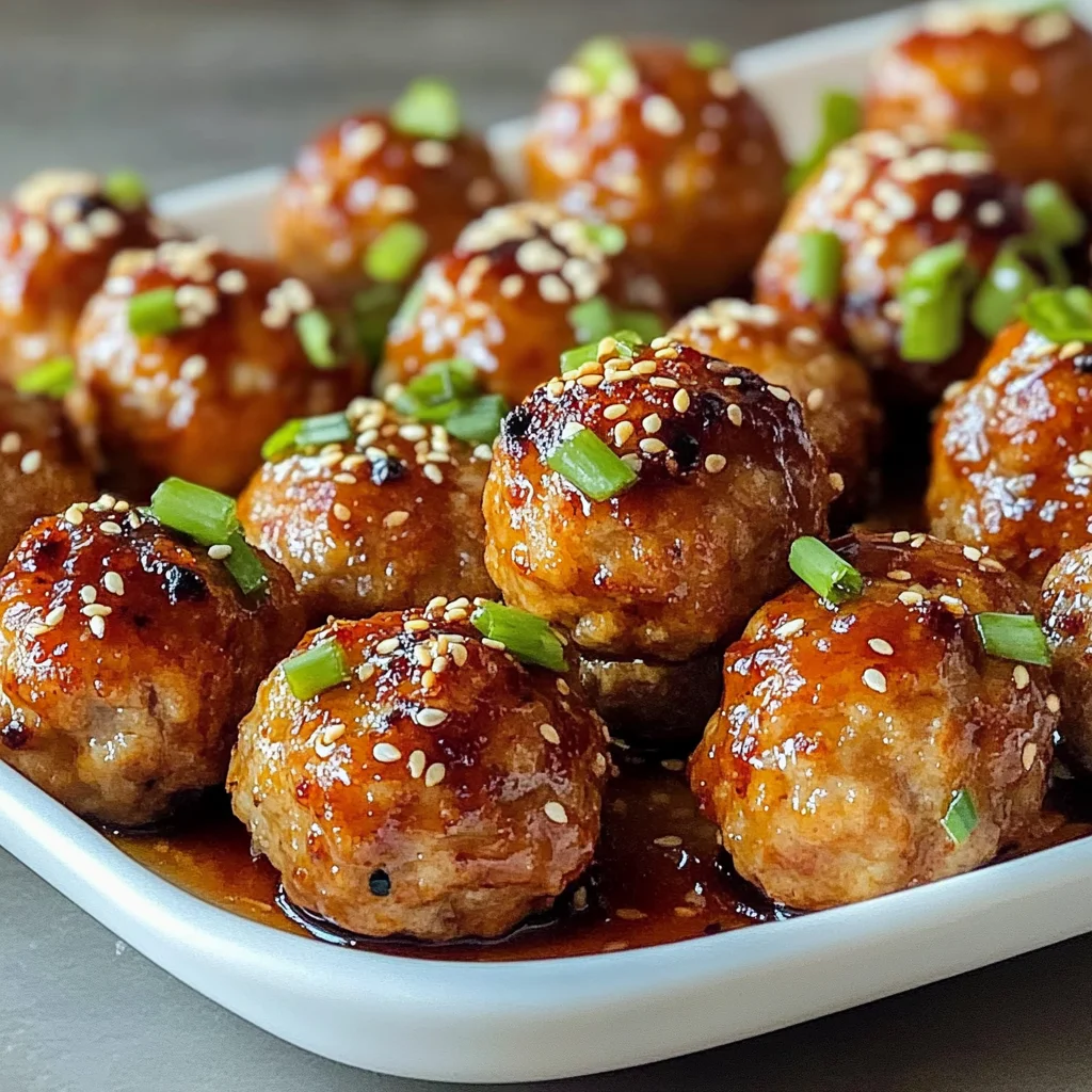 Sheet Pan Sesame Ginger Chicken Meatballs with Sweet Chili Glaze