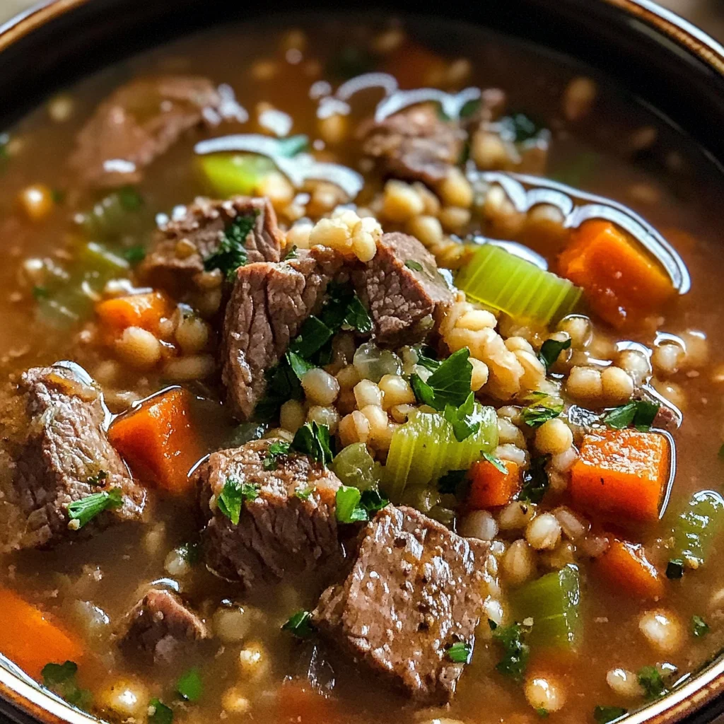 Slow Cooker Beef and Barley Soup