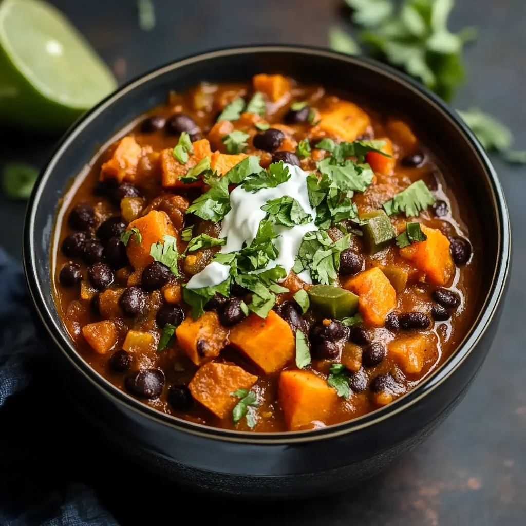 Slow Cooker Sweet Potato Black Bean Chili