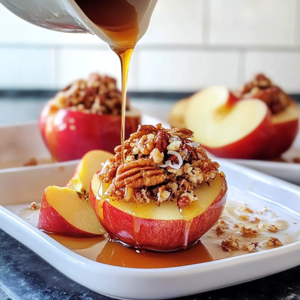 Vegan Twice Baked Maple Pecan Apples