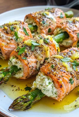 Asparagus and Lemon Basil Ricotta Stuffed Salmon Rolls with Lemon Sauce