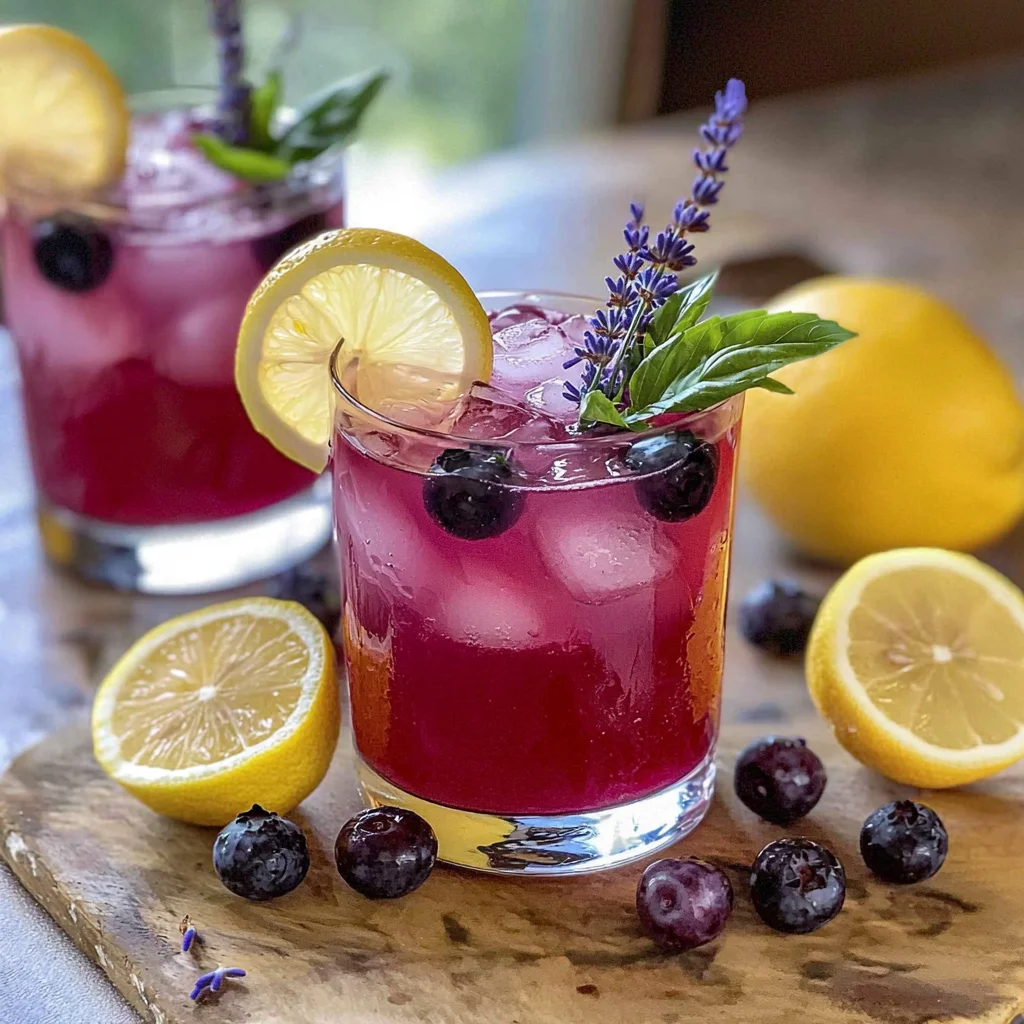 Blueberry Basil Lemon Lavender Mocktail