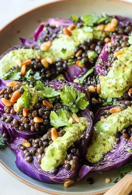 Charred Cabbage with Lentils and Green Tahini