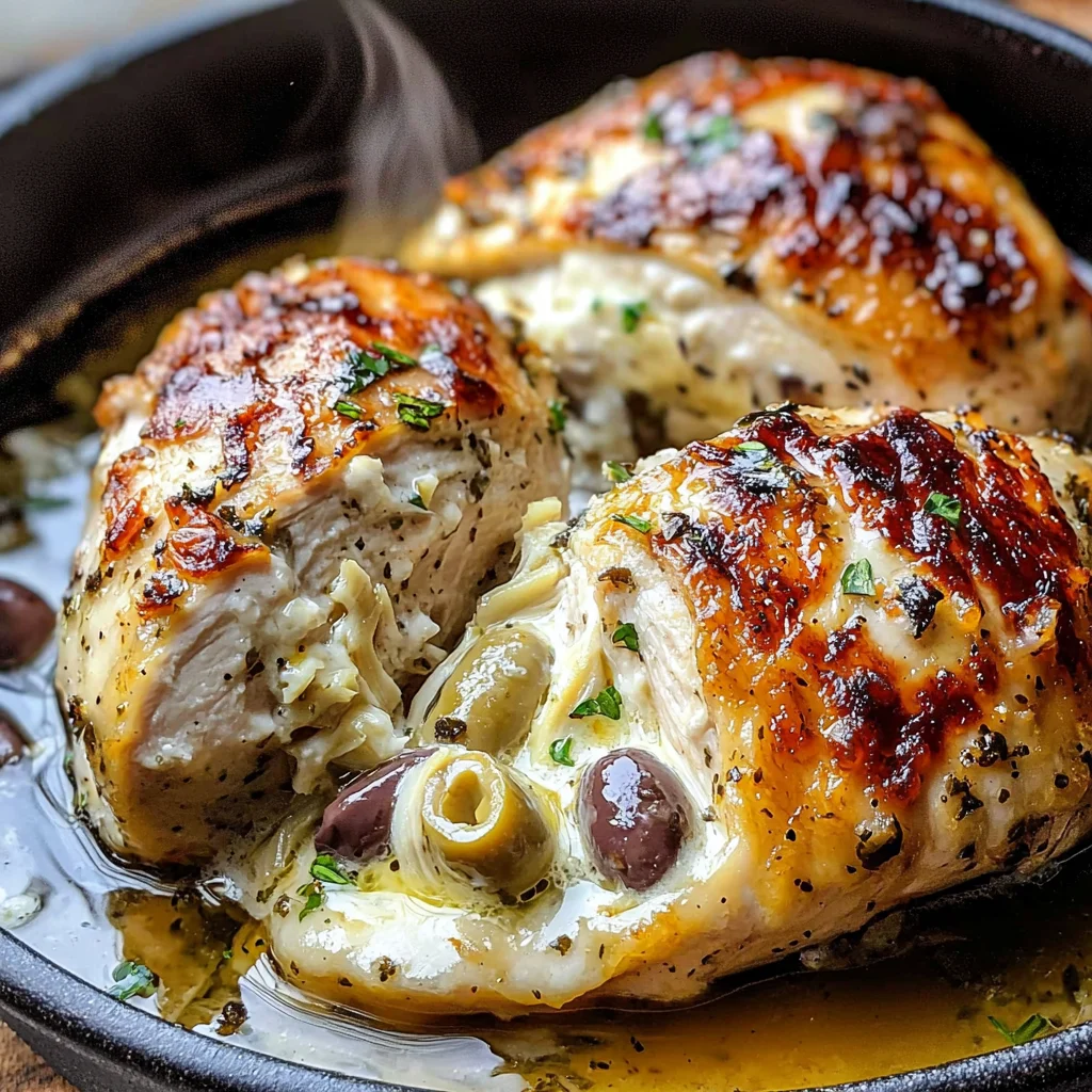 Creamy Olive Artichoke Stuffed Chicken