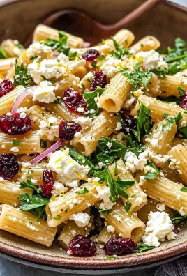 Feta & Cranberry Rigatoni Salad with Lemon Vinaigrette