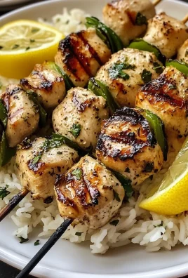 Greek Chicken Skewers with Lemon Rice