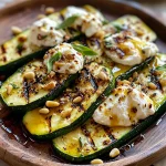 Grilled Zucchini with Burrata and Pine Nuts