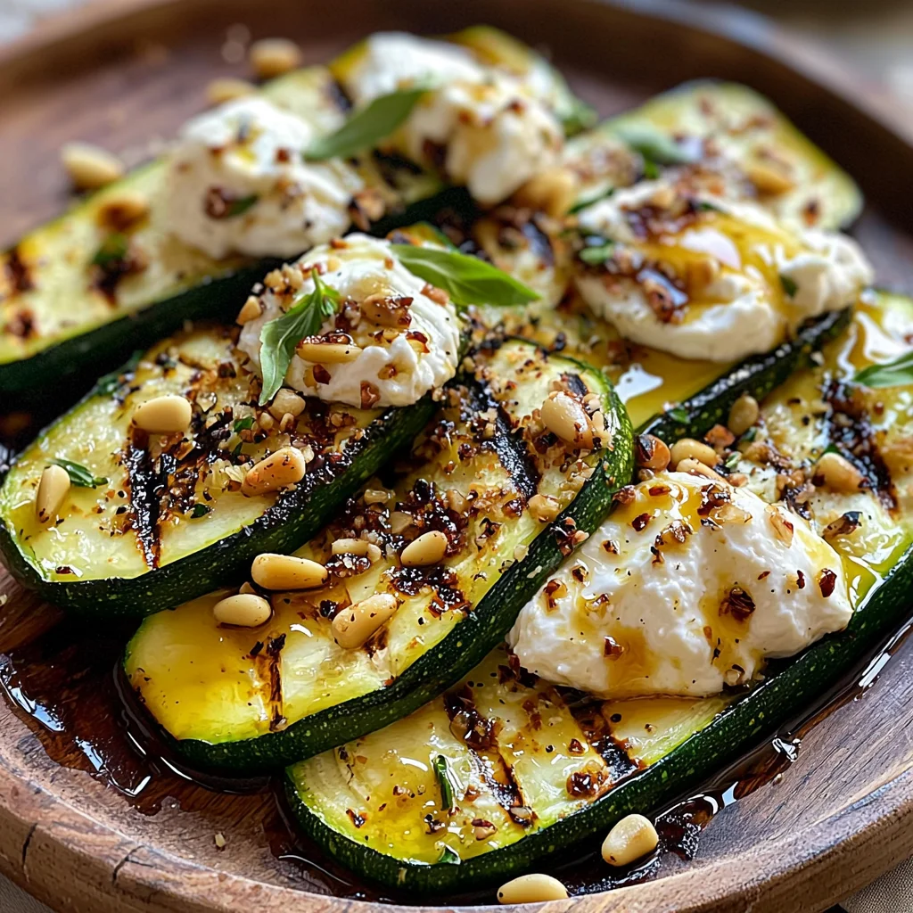 Grilled Zucchini with Burrata and Pine Nuts