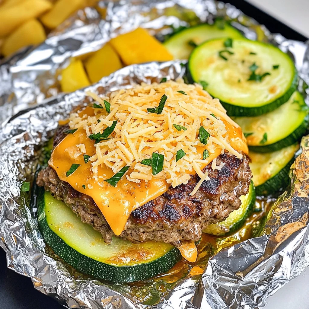 Keto Cheeseburger Air Fryer Foil Packets