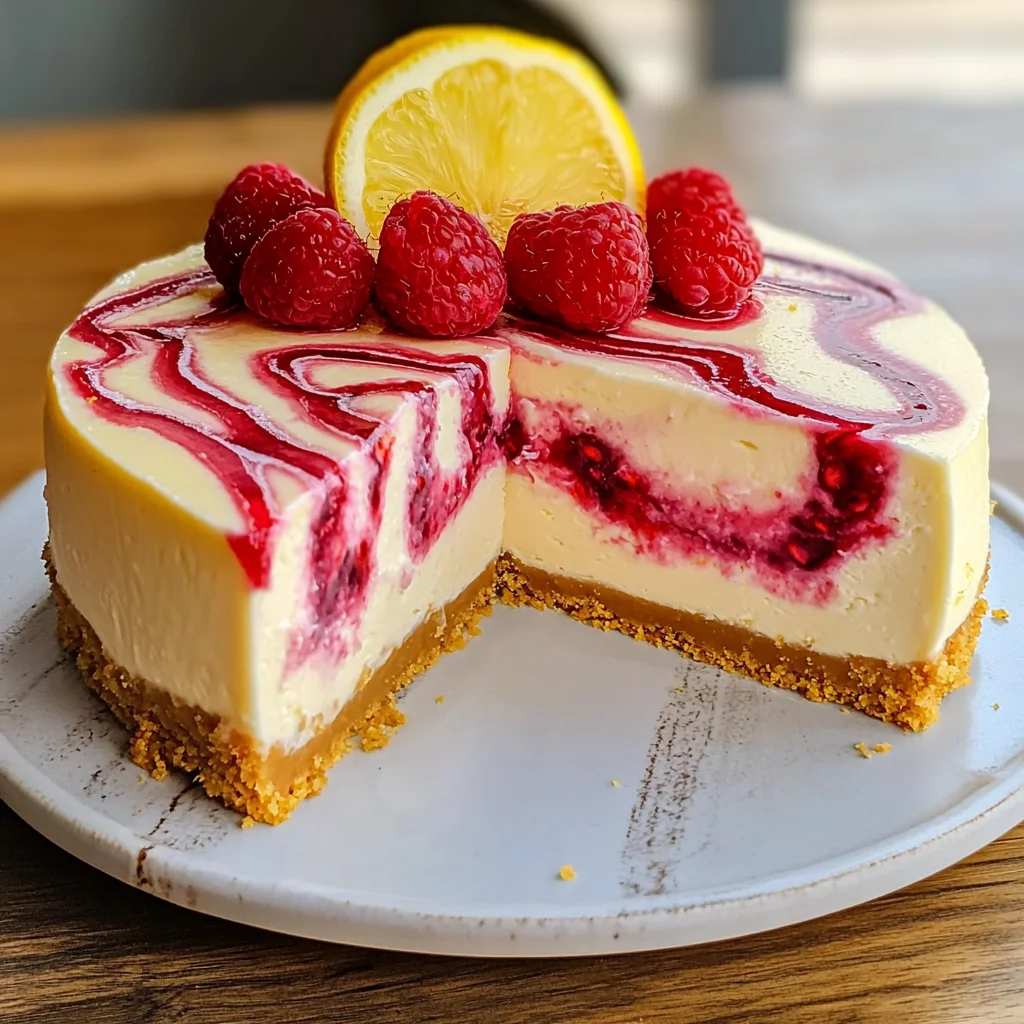 LEMON RASPBERRY SWIRL CHEESECAKE