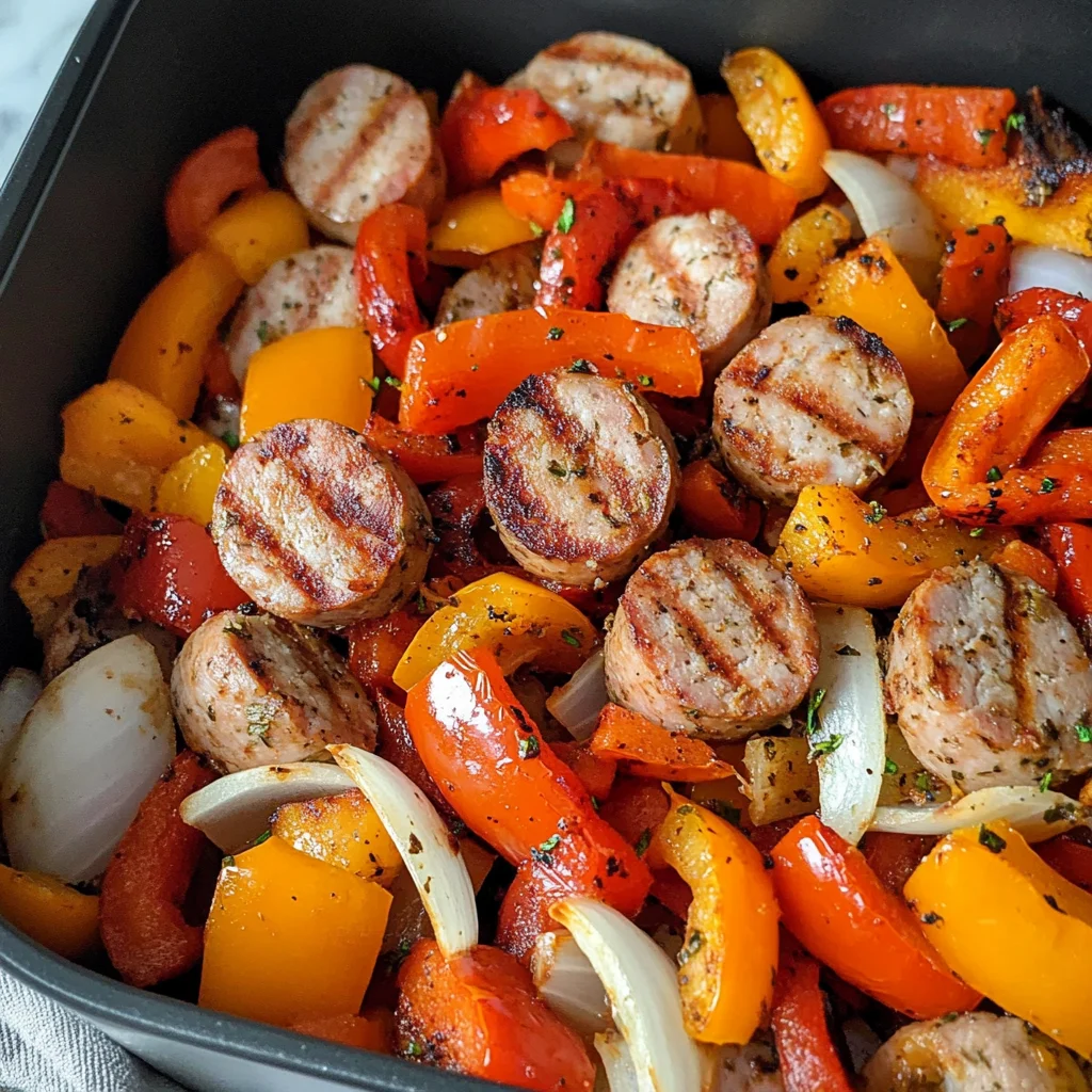 Low Carb Air Fryer Chicken Sausage and Peppers